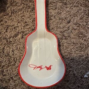 Dolly Parton Guitar-Shaped White and Red Spoon Rest or put your jewelry on